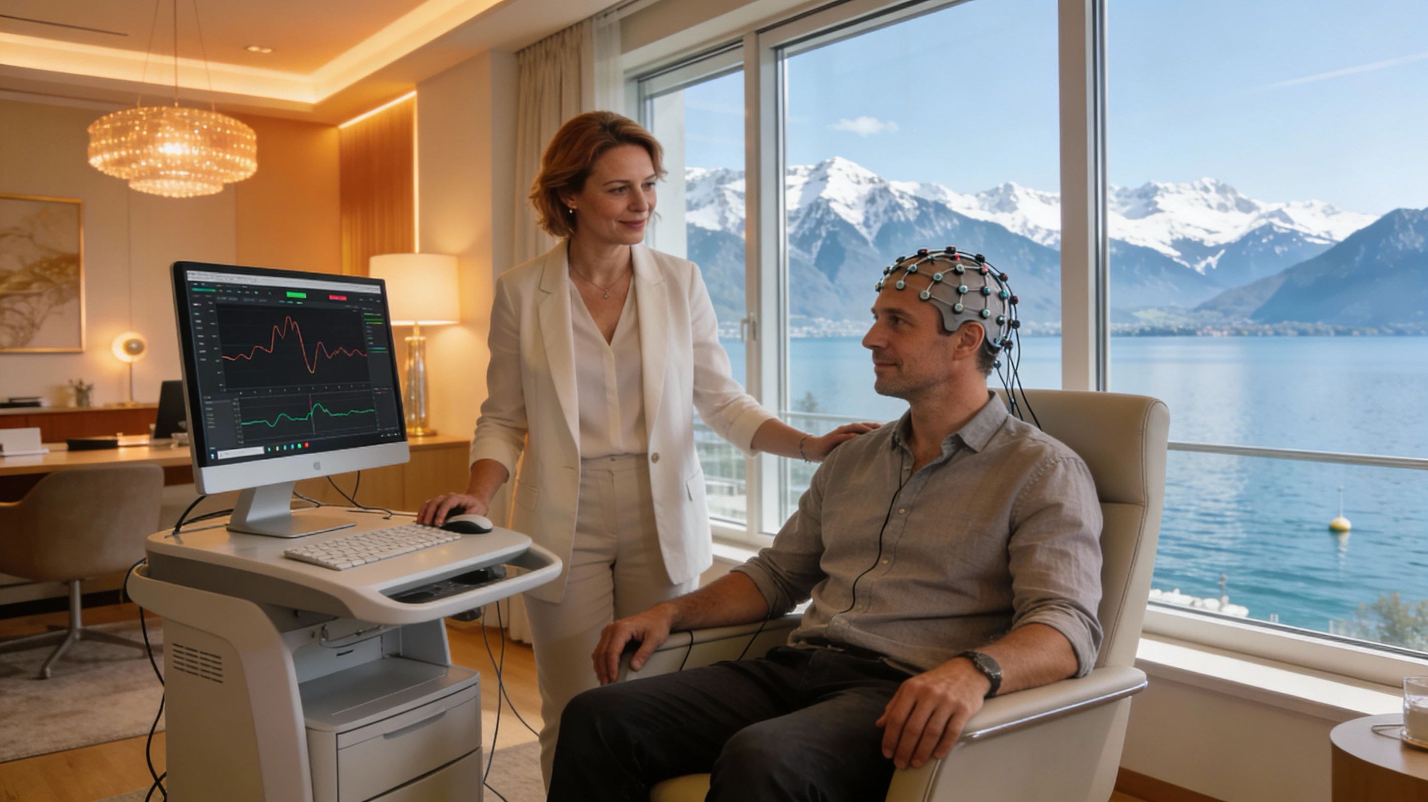 EEG neurofeedback treatment by the lake